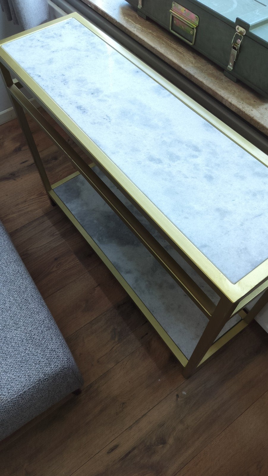 Luxe console tafel met marmeren blad of kast, Huis en Inrichting, Tafels | Sidetables, Ophalen, 25 tot 50 cm, Rechthoekig, 100 tot 150 cm