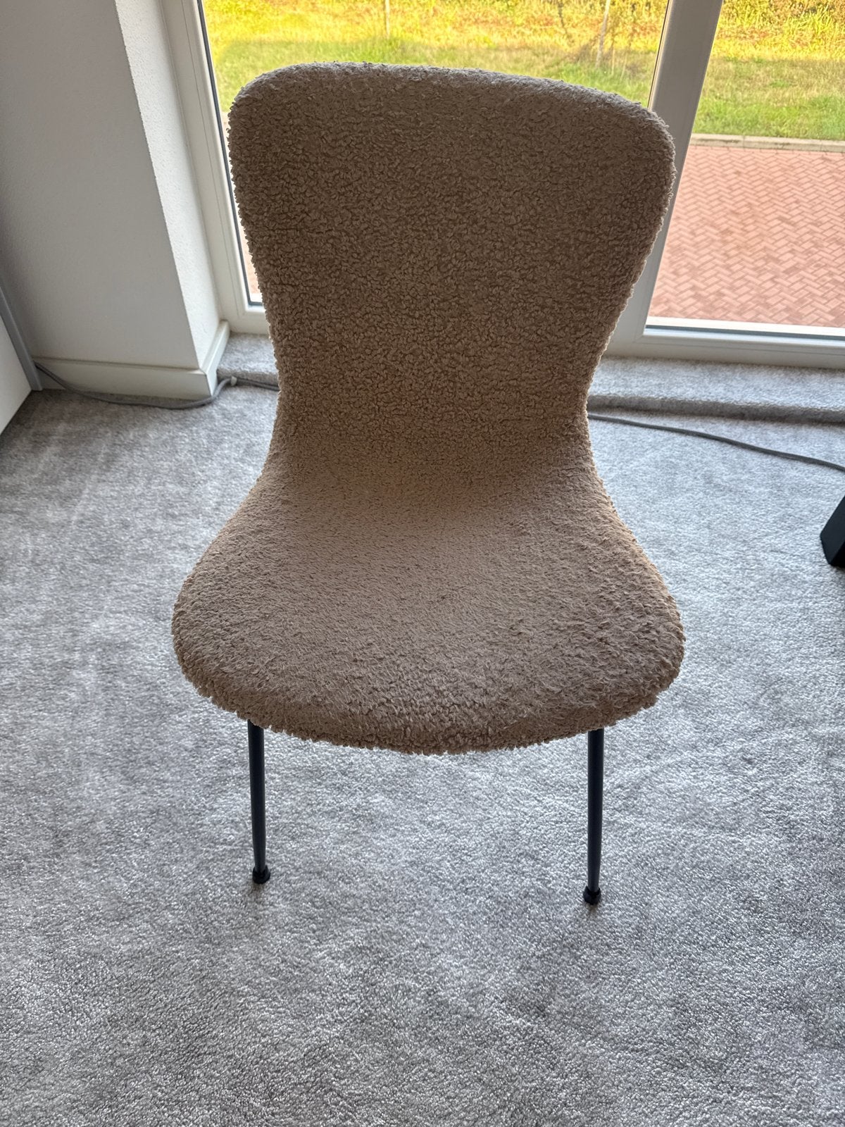 Teddy stof eetkamerstoel - Beige  set van 4, Overige kleuren, Ophalen of Verzenden, Zo goed als nieuw, Eén