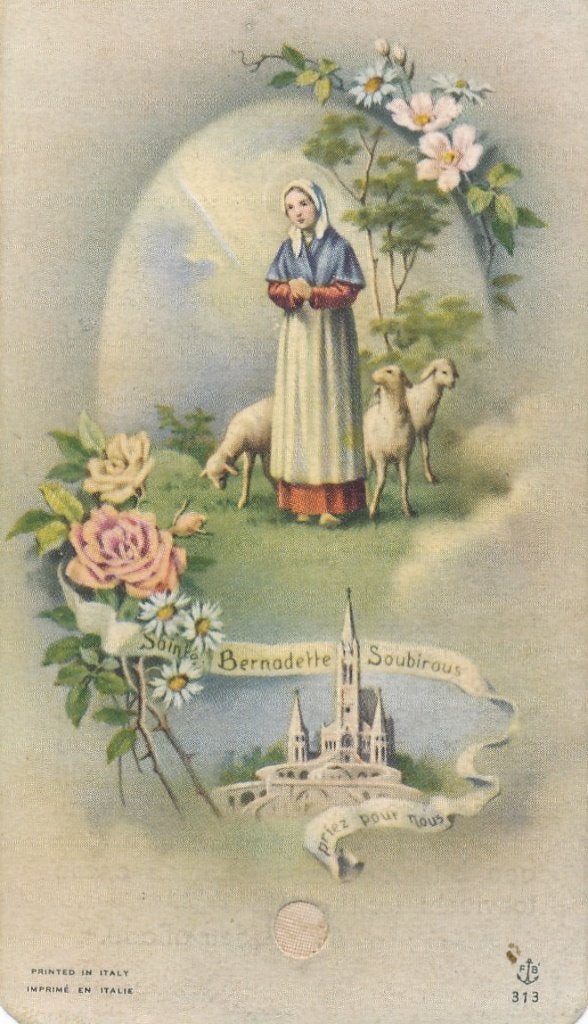 Reliek prentje van de Heilige Bernadette, Ophalen of Verzenden, Zo goed als nieuw, Kaart of Prent, Christendom | Katholiek