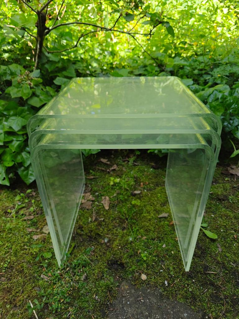 Set van 3 Plexiglas Bijzettafels, Huis en Inrichting, Minder dan 50 cm, Ophalen of Verzenden, Minder dan 50 cm, Rechthoekig