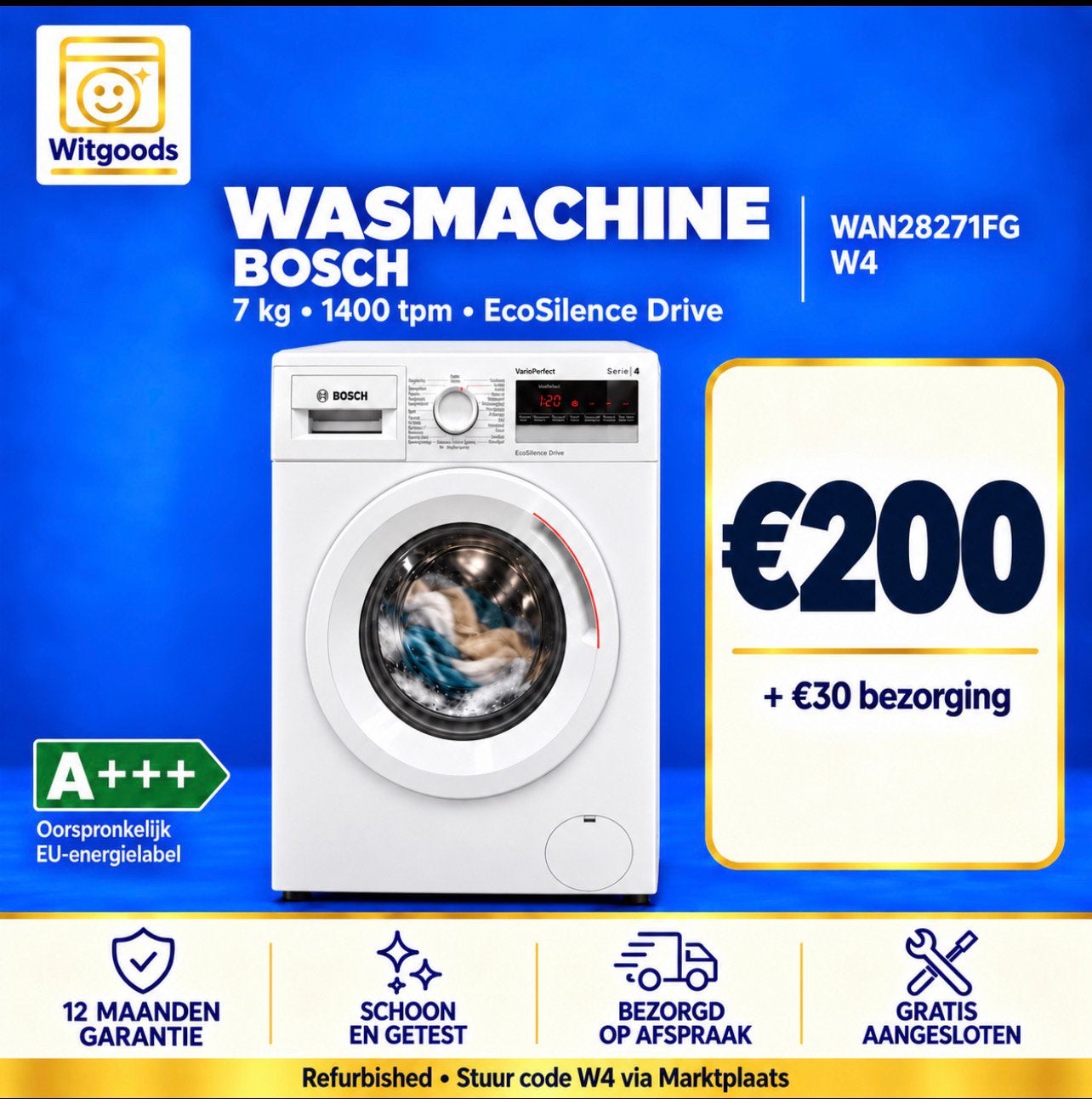 ✅STIL & ZUINIG! BOSCH 7kg Wasmachine A+++ | ECOSILENCE, Bosch, 2130AG, Bosch-contactcenter@bshg.com, Minder dan 85 cm