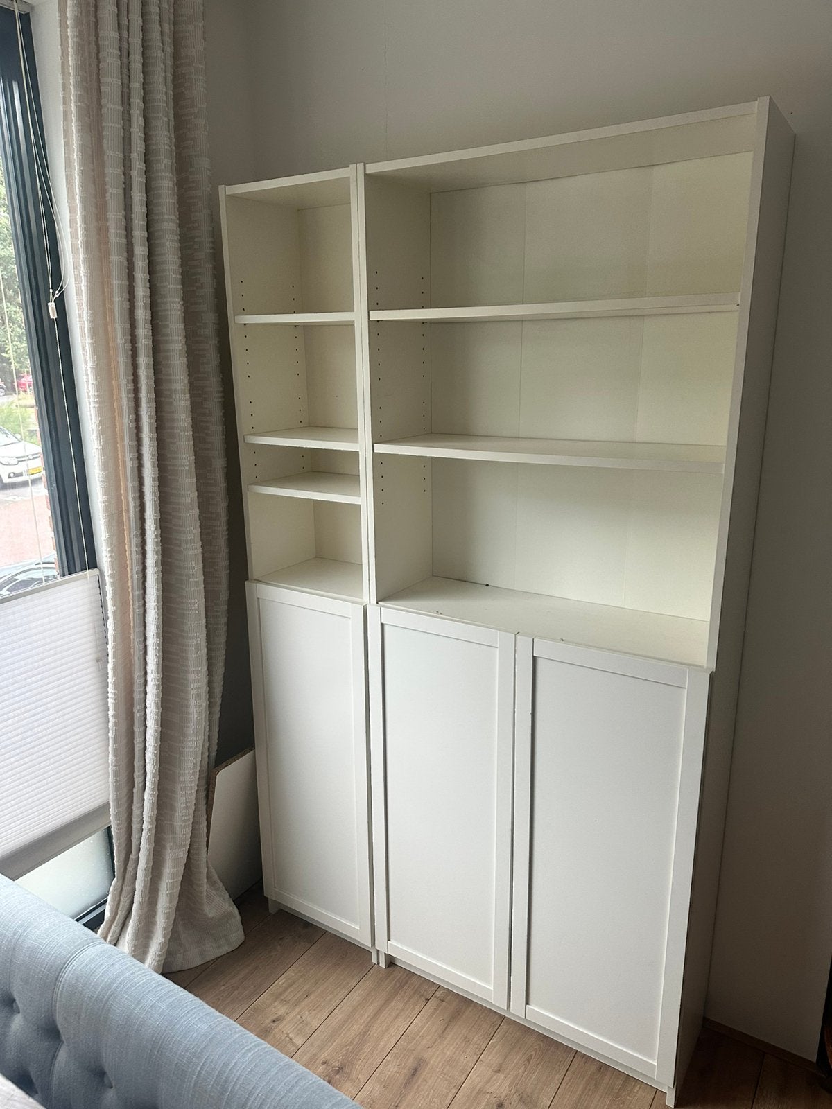 Billy IKEA kast met halfhoge deuren – wit, Ophalen, 100 tot 150 cm, 200 cm of meer, Zo goed als nieuw