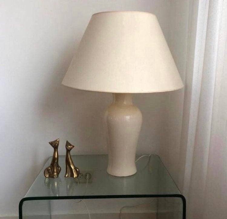 Xl Vintage Kostka Tafellamp Keramiek France 1980 crème, Ophalen of Verzenden, Zo goed als nieuw