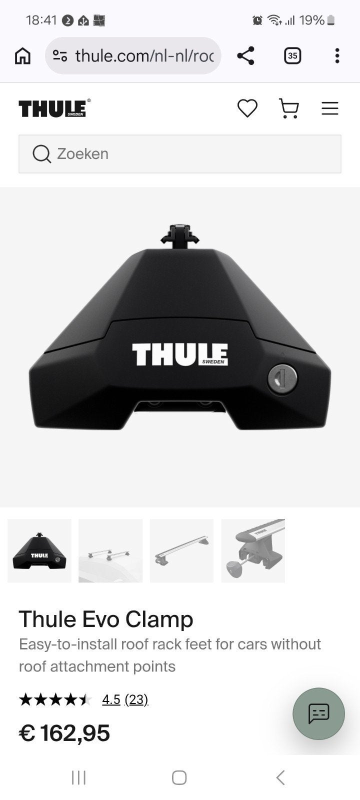 Thule Evo Clamp 710500 dakdrager voetenset (2 sleutels), Ophalen of Verzenden, Zo goed als nieuw