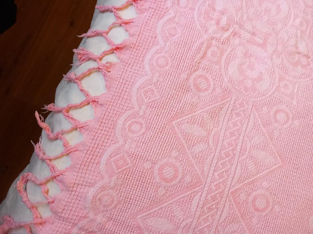 vintage sprei kleed deken bed bank roze geometrisch 50s 60s, Ophalen of Verzenden