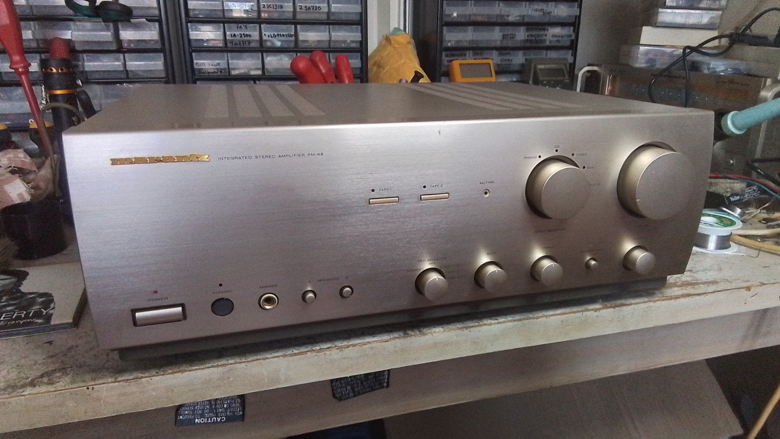 Marantz PM-68 Geïntegreerde Versterker - Goudkleurig, Gebruikt, 60 tot 120 watt, Stereo, Ophalen