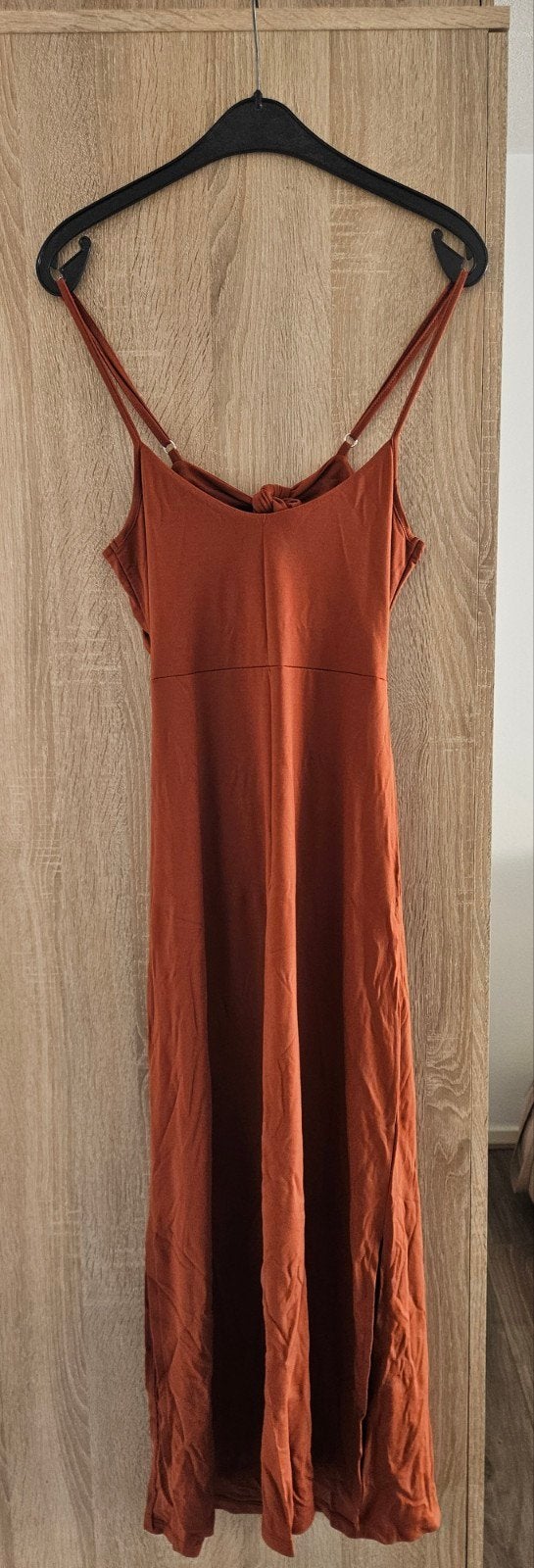 Lange oranje/bruine jurk van BSB jeans te koop! (maat L), Maat 42/44 (L), Oranje, Ophalen of Verzenden, Zo goed als nieuw