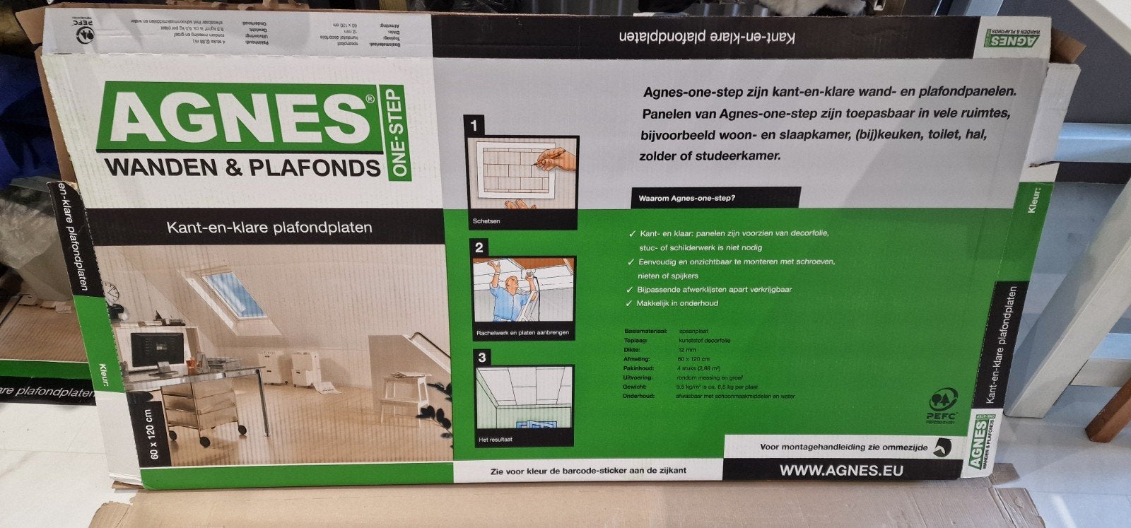 Agnes wand- en plafondplaat 60x120 cm, 12 mm dikte, Doe-het-zelf en Verbouw, Platen en Panelen, Ophalen of Verzenden, Nieuw