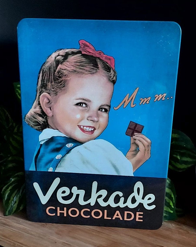 Blik Verkade Chocolade, Verzamelen, Blikken, Ophalen of Verzenden, Gebruikt, Koek(jes), Verkade