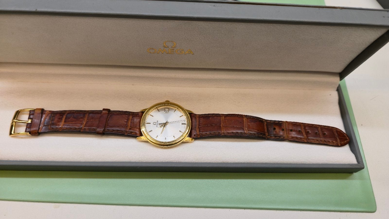 18K Gouden Omega Quartz Horloge, Met bandje, Polshorloge, Omega, Goud