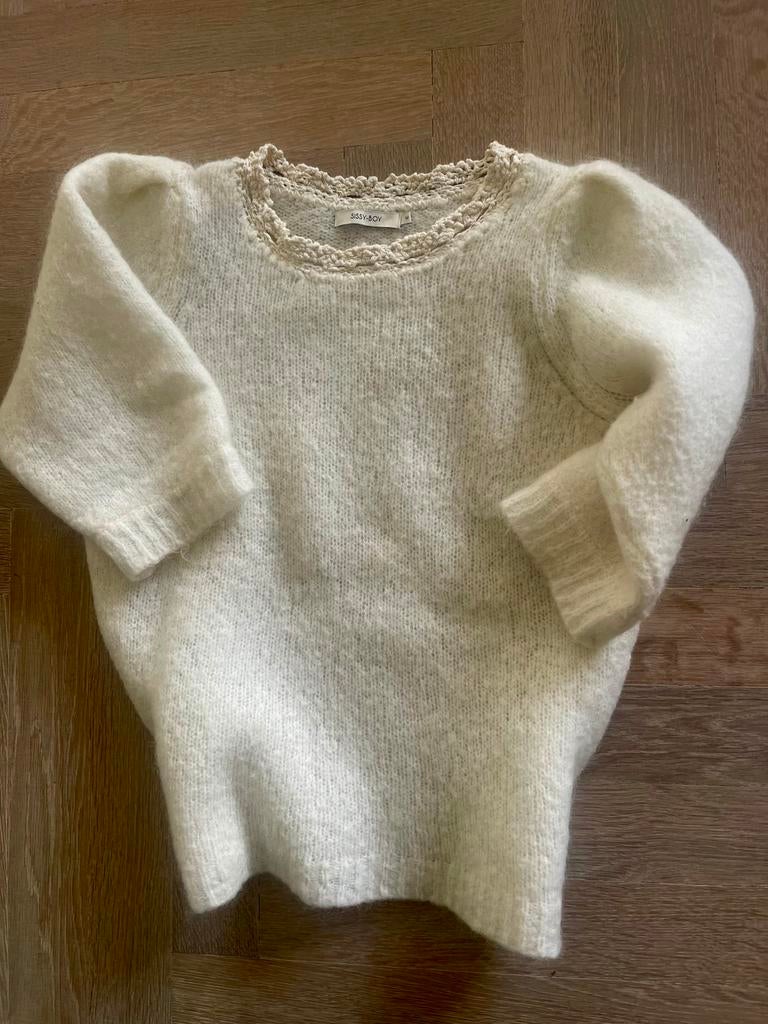 Sissy Boy Mohair Trui M - Wolwit met Gehaakte Rand, Ophalen, Maat 38/40 (M), Wit