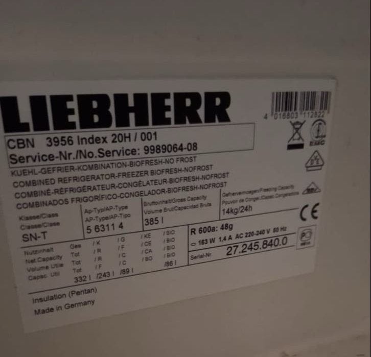 Liebherr CBN 3956 Koel-vriescombinatie BioFresh NoFrost, Ophalen, 200 liter of meer, 60 cm of meer, Met aparte vriezer