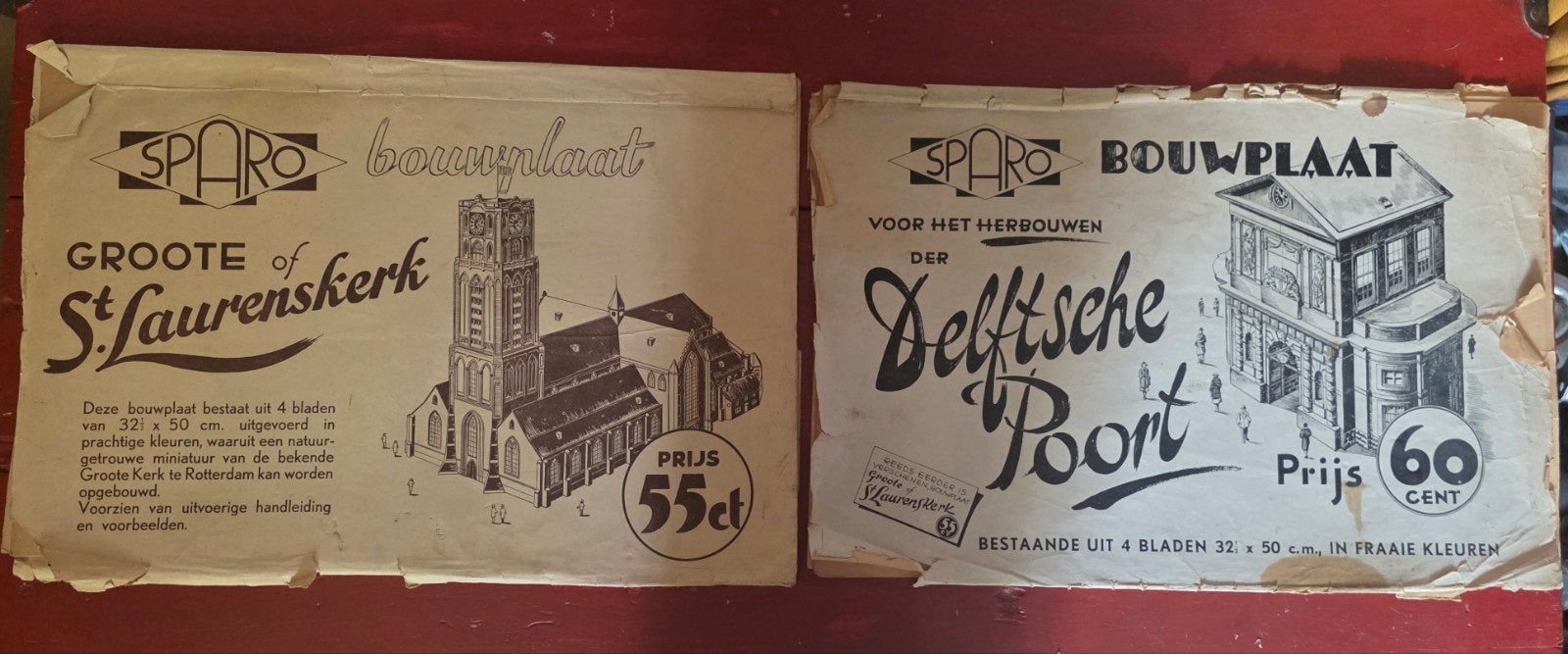 Zeldzame SPARO bouwplaten Laurenskerk & Delftsche Poort, Ophalen
