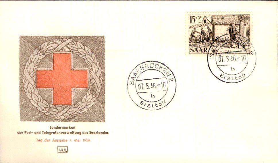 Saar - Duitsland - FDC - 1956, Postzegels en Munten, Verzenden, Envelop