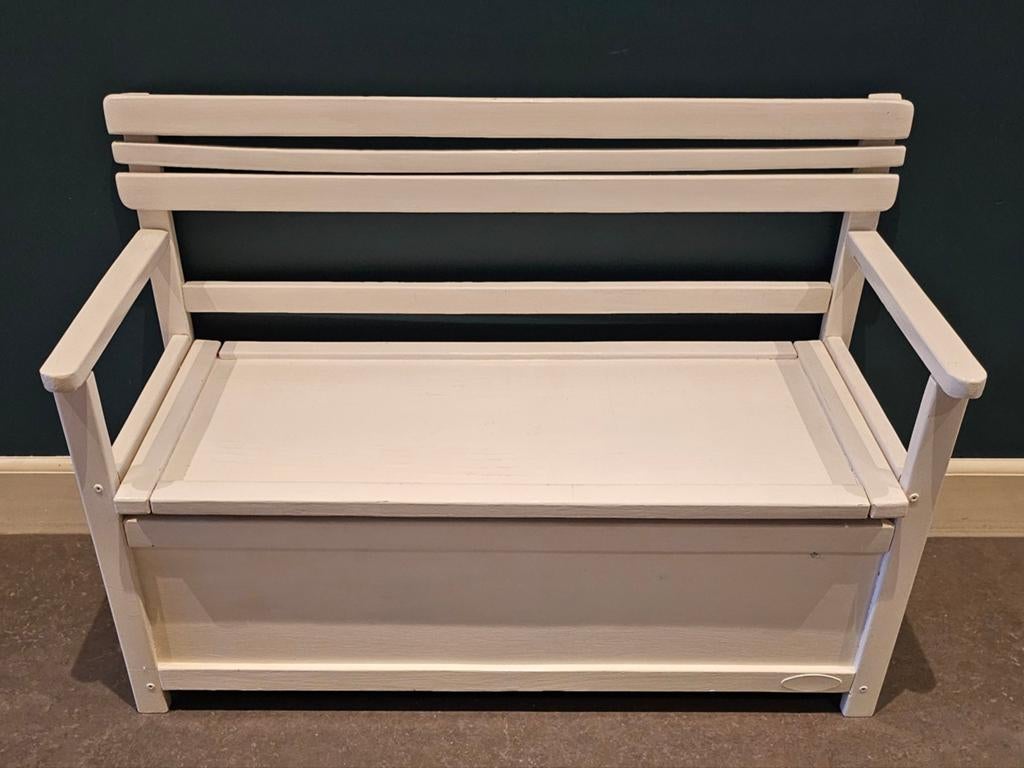 Kinderbankje met opbergruimte - Wit (84x35x58cm), Kinderen en Baby's, Kinderkamer | Overige Meubels, Ophalen of Verzenden