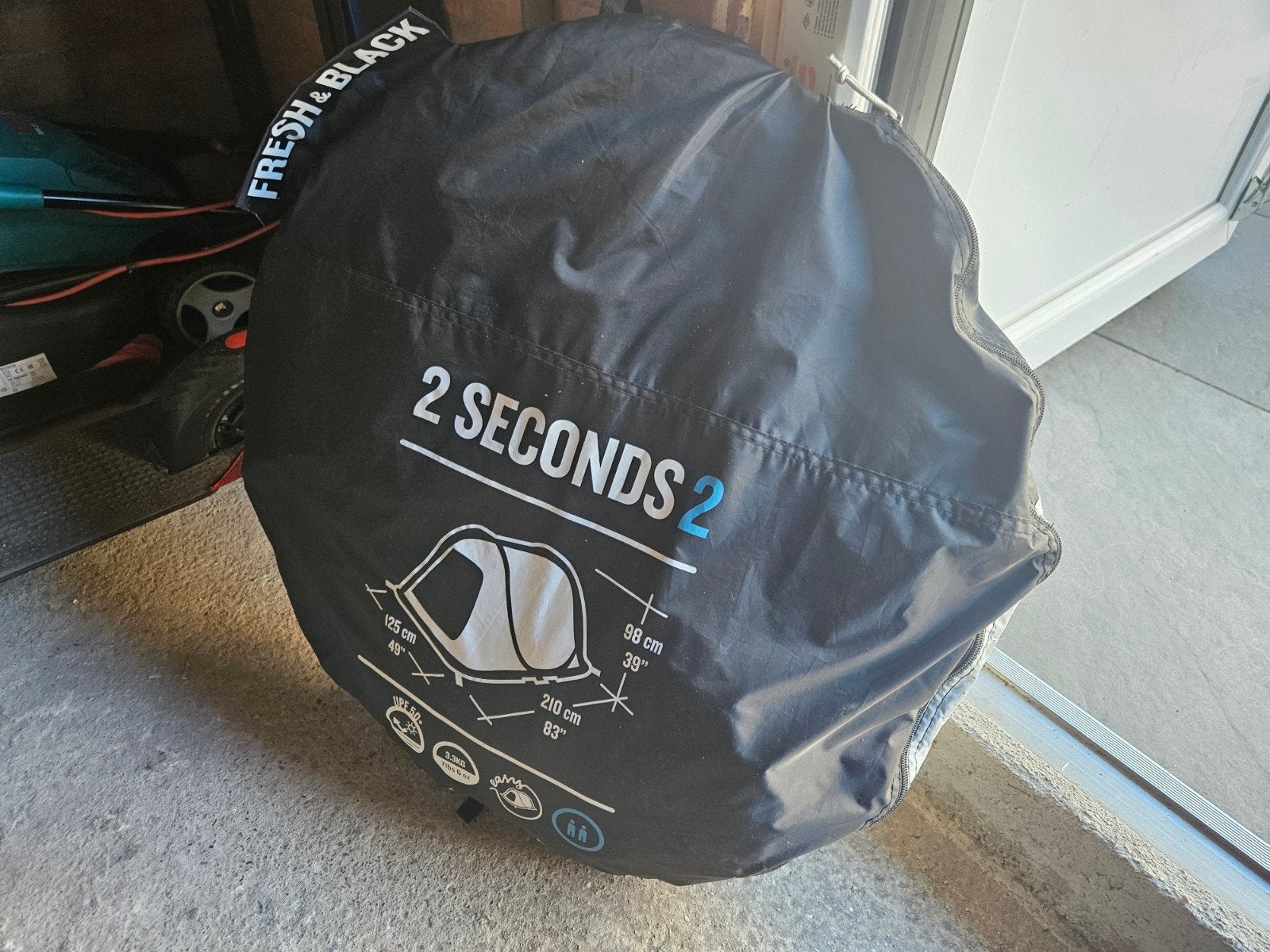 Quechua 2 Seconds Fresh & Black 2-persoons tent, Ophalen, Gebruikt, Tot en met 2