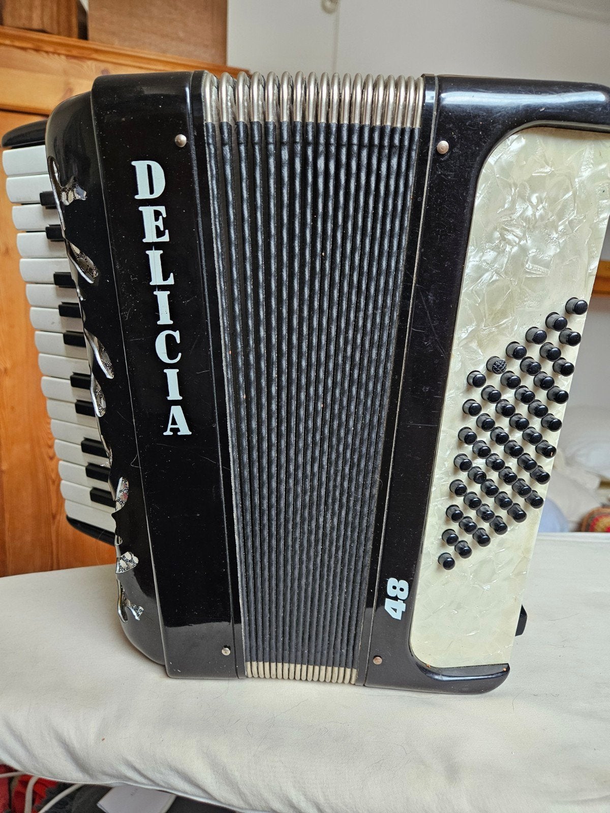 Accordeon zwart, Muziek en Instrumenten, Accordeons, Ophalen, Gebruikt, 48-bas, Overige merken