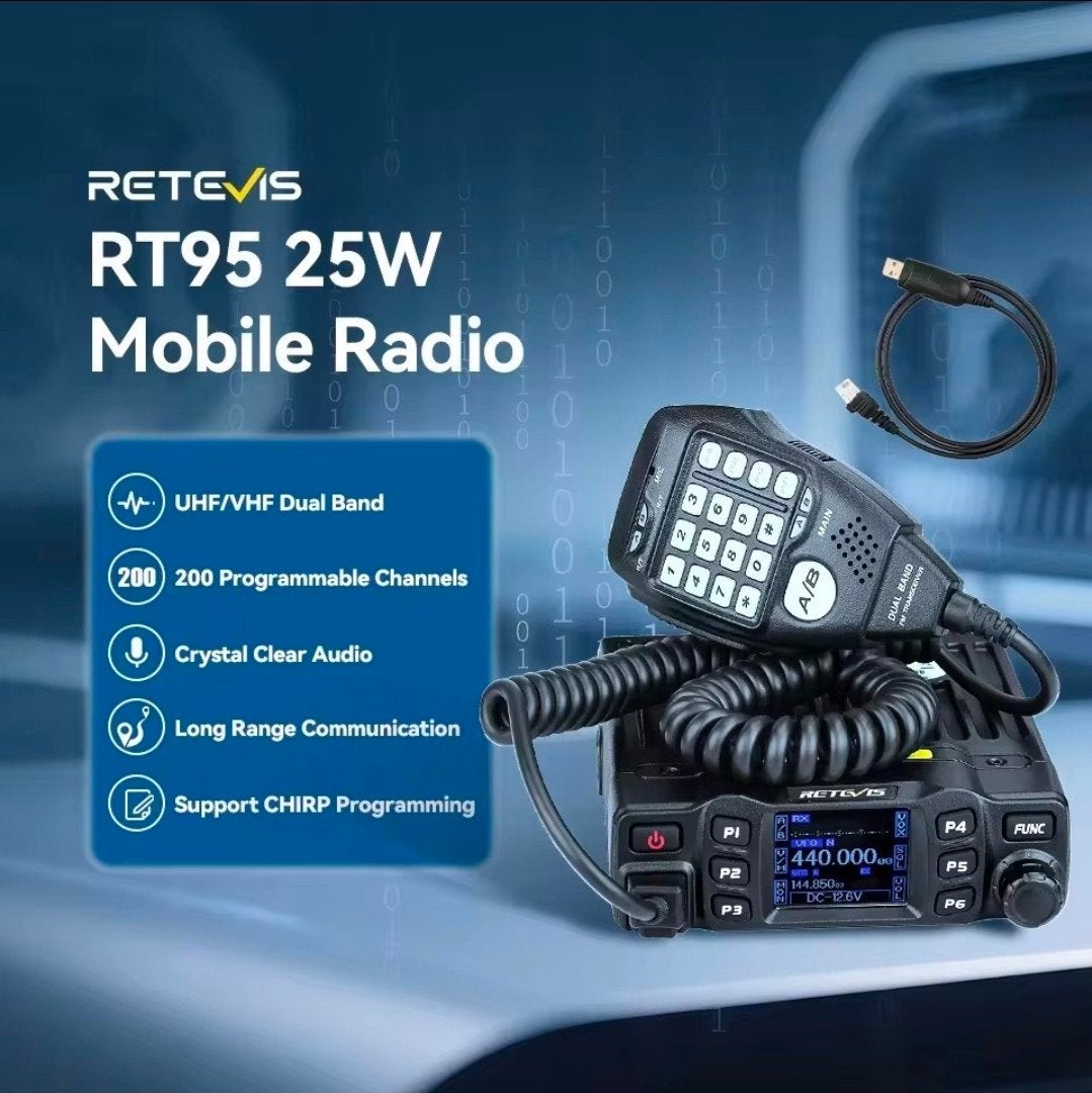 RETEVIS RT95 25W Dual Band UHF/VHF nieuw  in doos, Ophalen of Verzenden, Nieuw, 15 km of meer