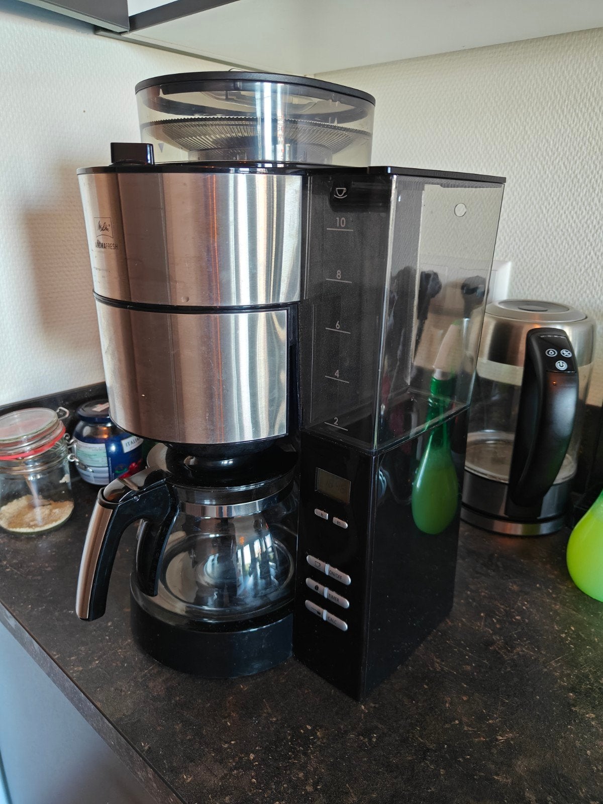 Melitta Aroma Fresh filterapparaat met bonenmaler, Witgoed en Apparatuur, Koffiezetapparaten, Zo goed als nieuw, Gemalen koffie