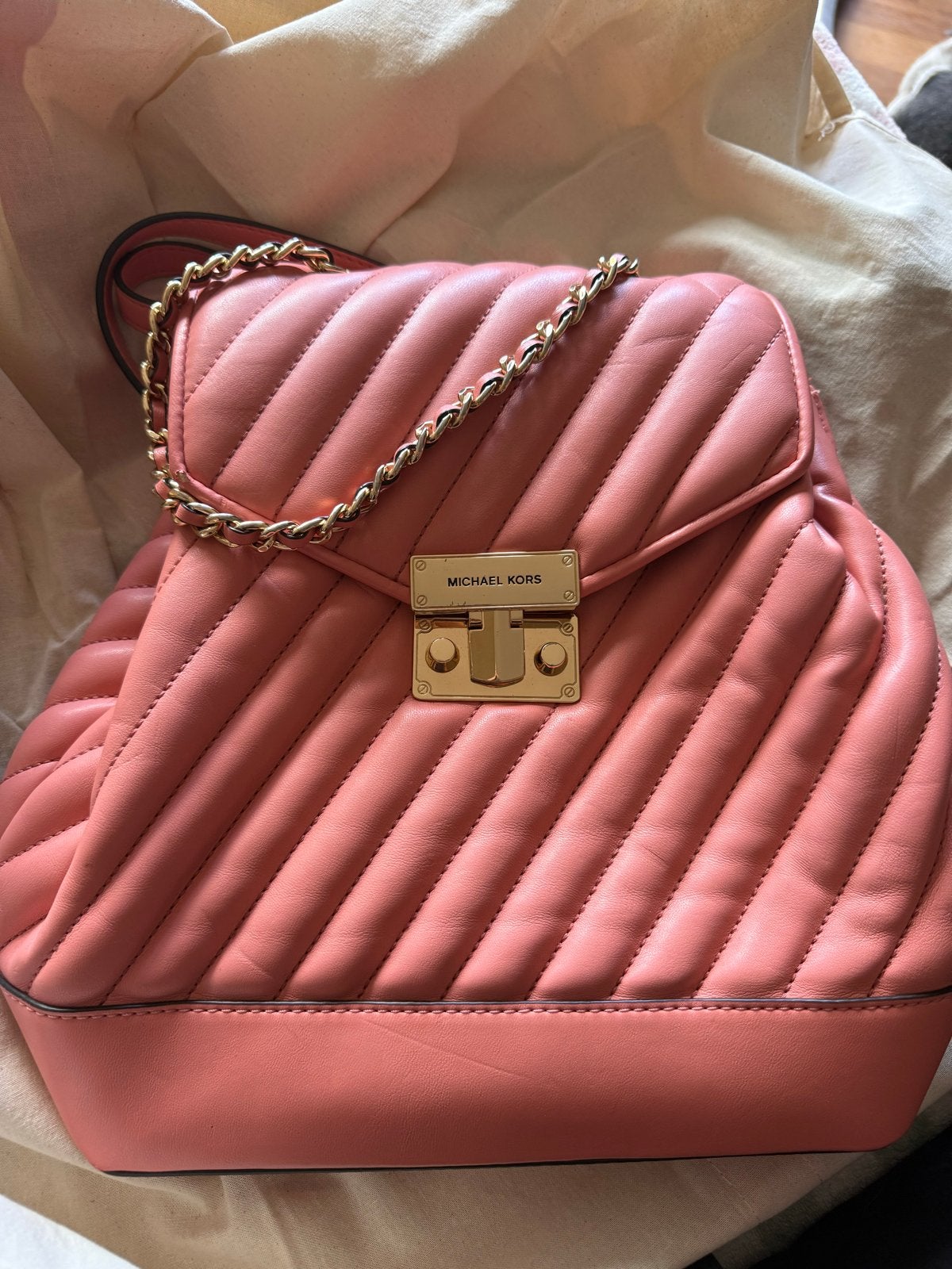 Michael Kors Koraalkleurige Leren Rugtas super zacht leer!, Sieraden, Tassen en Uiterlijk, Tassen | Rugtassen, Overige merken