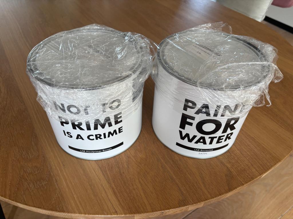 Labpaint Primer en BinnenLak Sparkling Sapphire 2,5L, Doe-het-zelf en Verbouw, Verf, Beits en Lak, Ophalen, Blauw, Nieuw, Lak