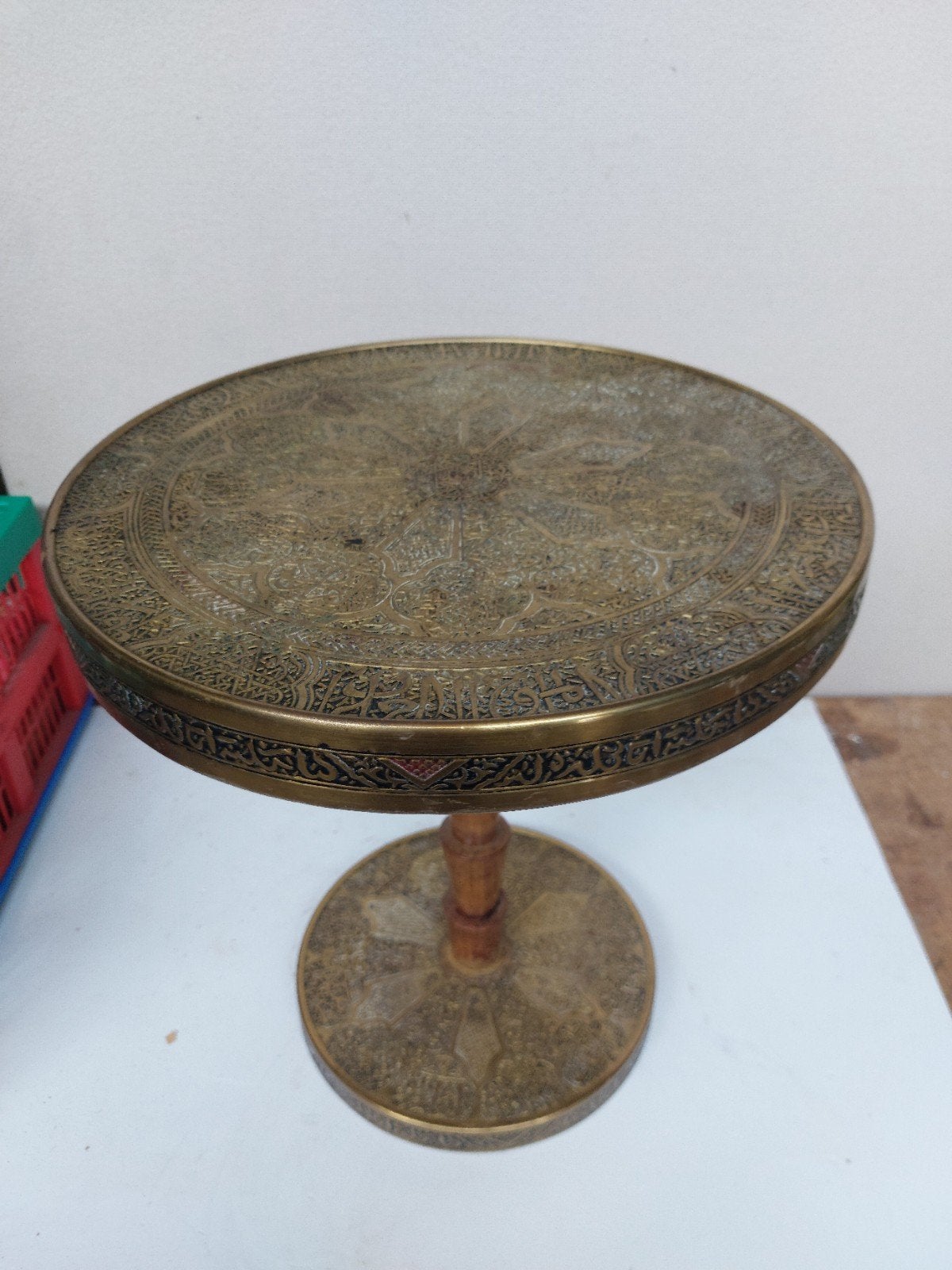 Marokkaanse koperen bijzettafel - H 41, Ø 37.5 cm, Ophalen