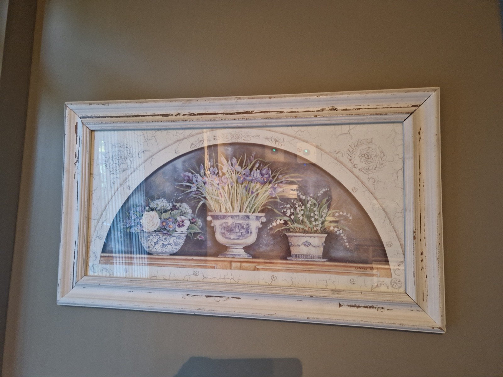 Schilderij met bloemen in vazen - Katharyn White, Antiek en Kunst, Ophalen, Ingelijst, Bloemen