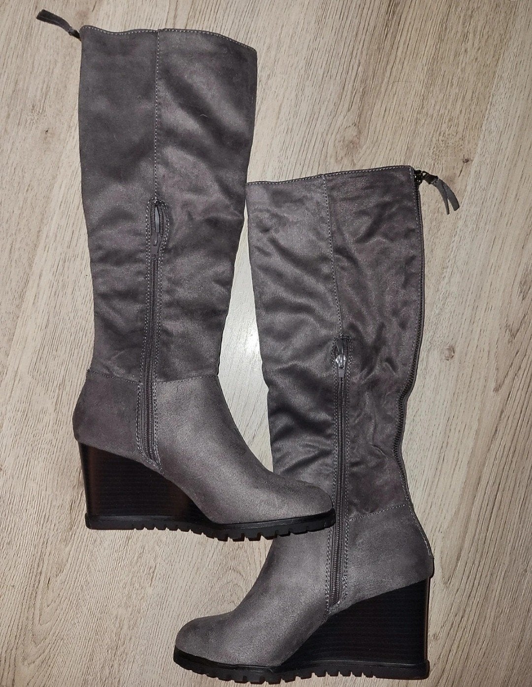 Laarzen sleehak schoenen, Ophalen, Hoge laarzen, Zo goed als nieuw, Grijs