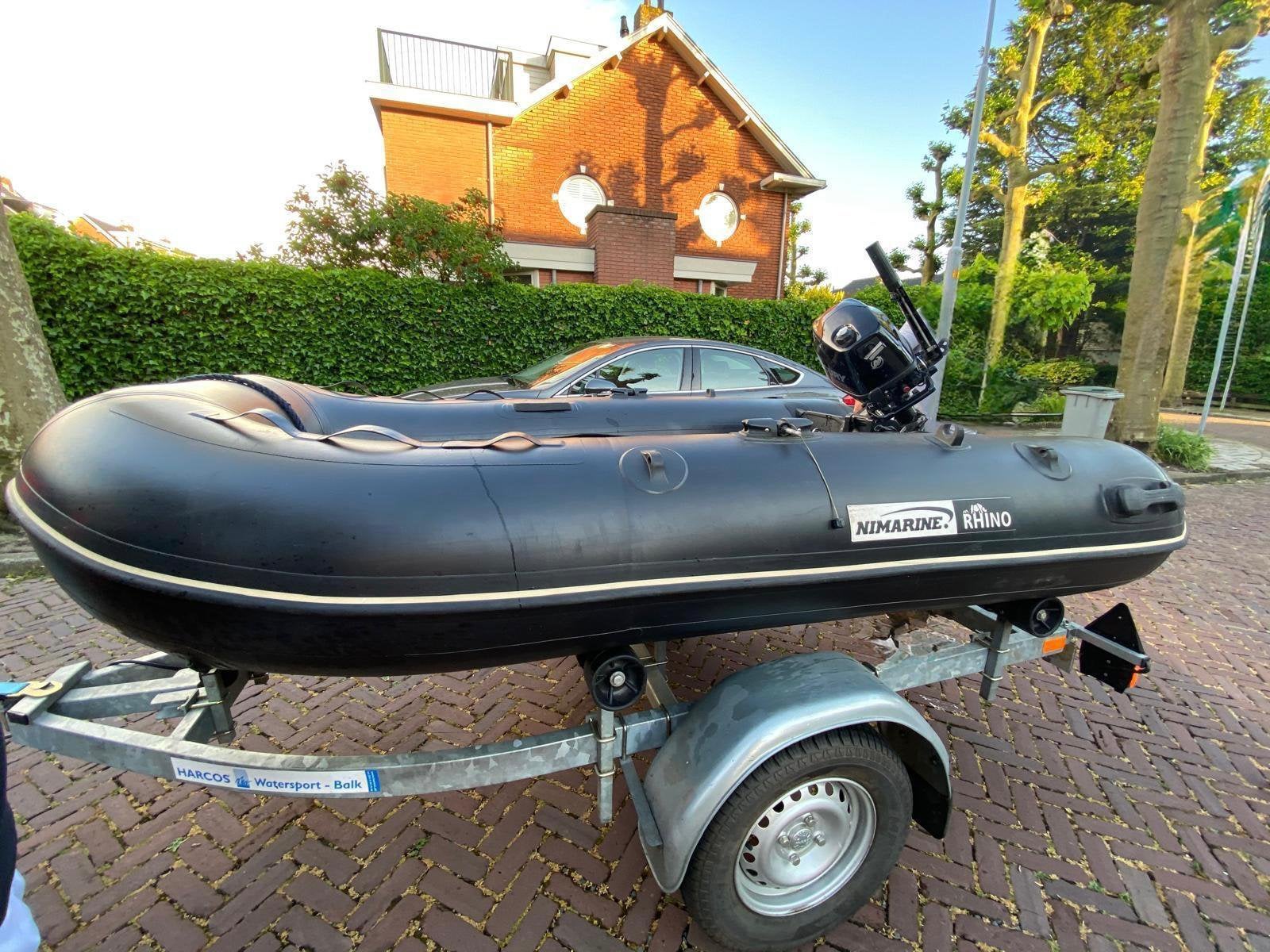 Nimarine Black Rhino rubberboot met Mercury 6pk motor, Ophalen, Aluminium, Zo goed als nieuw, Peddels