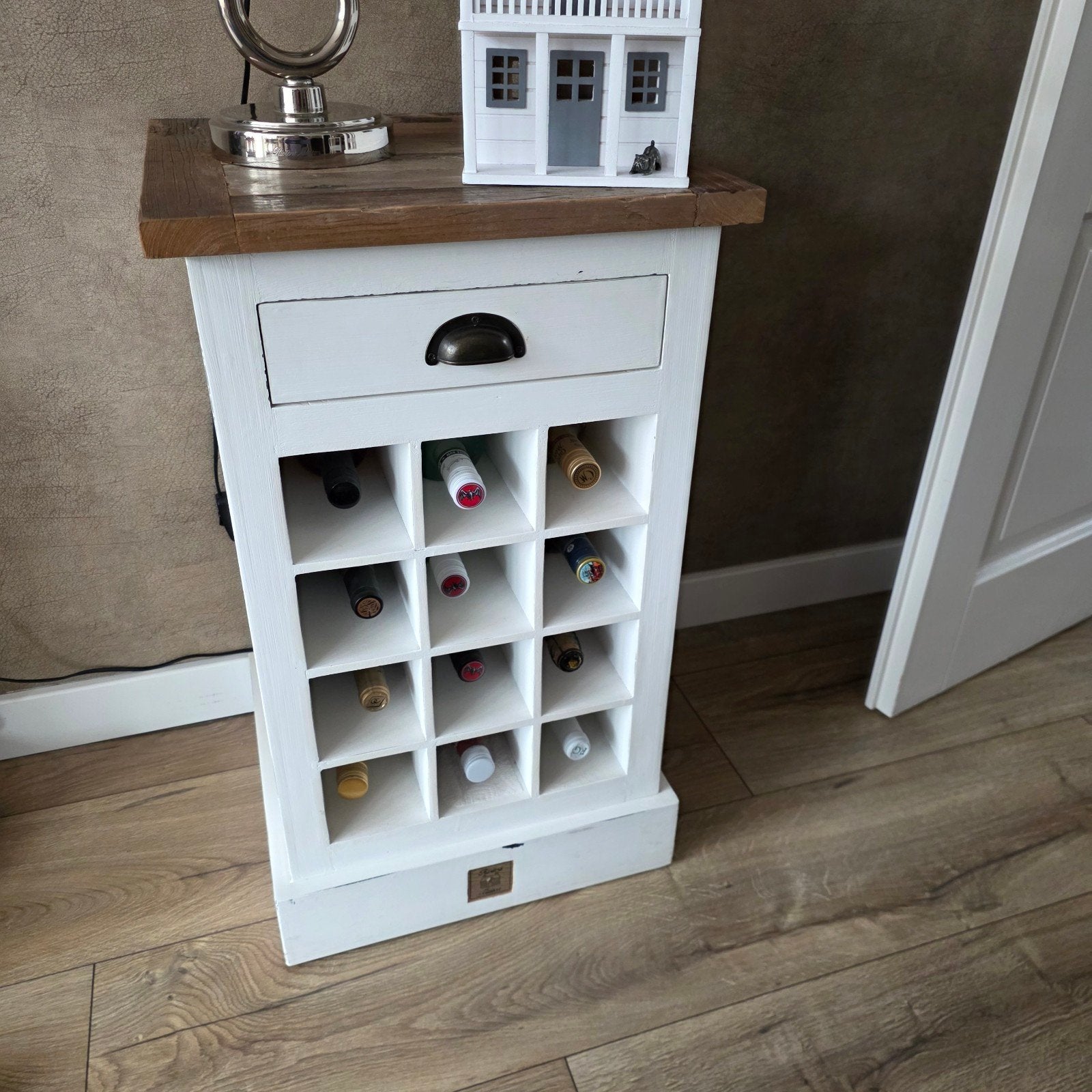 Riviera Maison Driftwood Wijnkast met Lade en 12 Vakken, Ophalen, Zo goed als nieuw