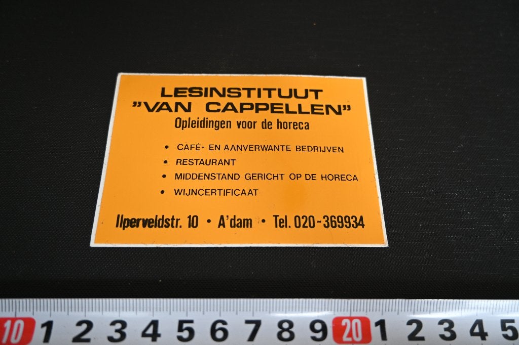 sticker Amsterdam Lesinstituut VAN CAPPELLEN  Horeca, Ophalen, Zo goed als nieuw