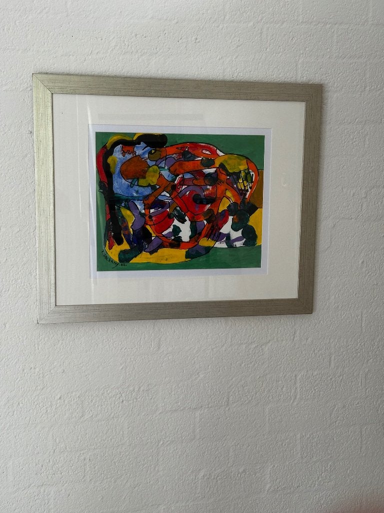 Olieverf schilderij Theo Mackaay met certificaat uit 2012, Abstract, Ophalen of Verzenden, Gelimiteerde oplage, Olieverf
