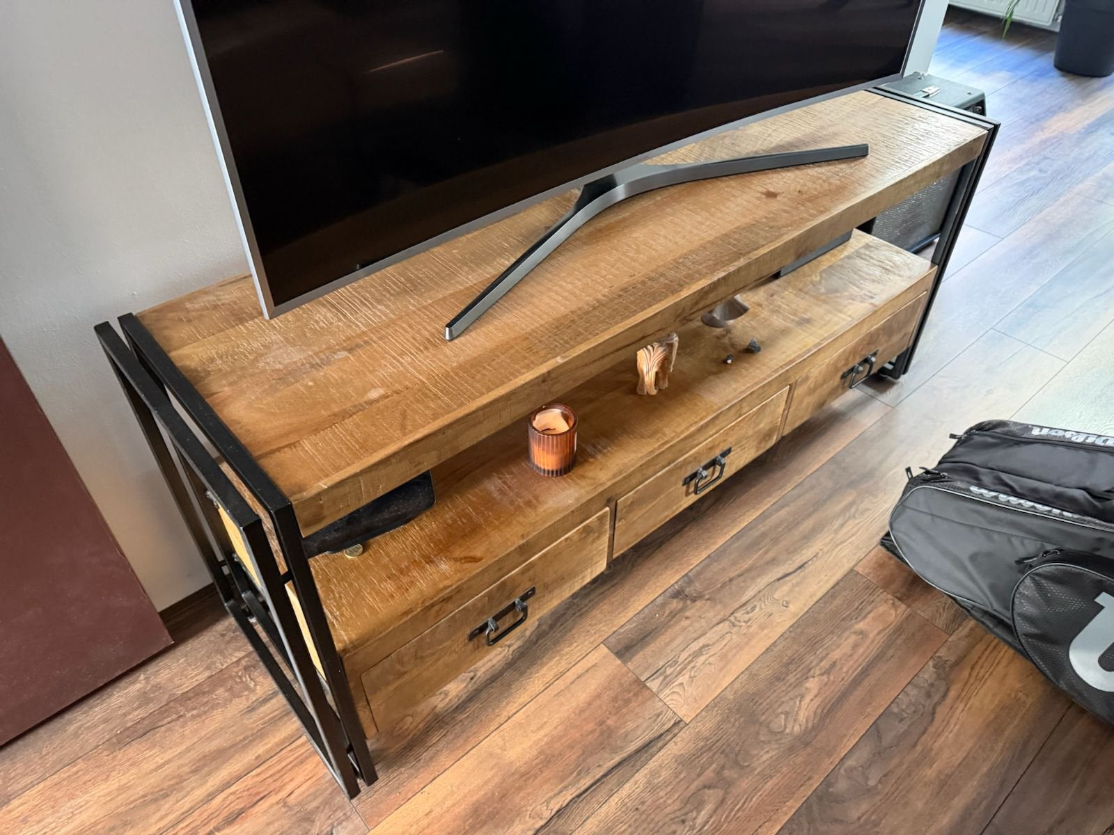 Industrial TV Unit with Three Drawers – Approx. 150 cm, Ophalen, Zo goed als nieuw, 25 tot 50 cm, Minder dan 100 cm