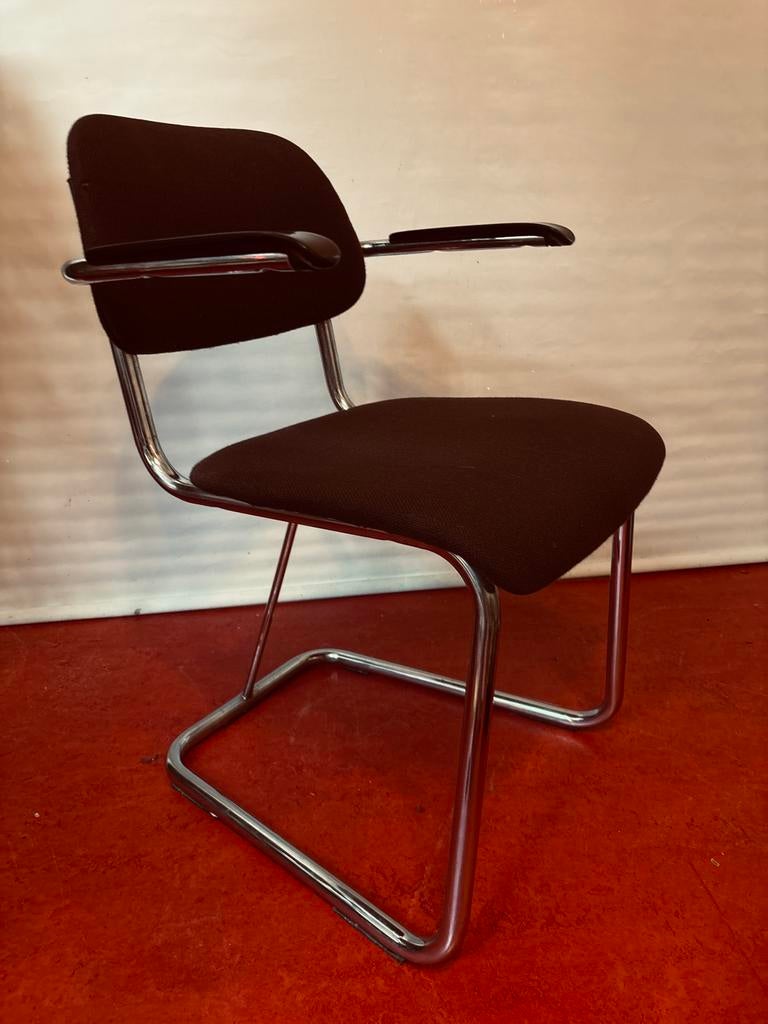 Gispen / De Wit buisframe stoelen, Gebruikt, Bruin, Vintage, Ophalen of Verzenden