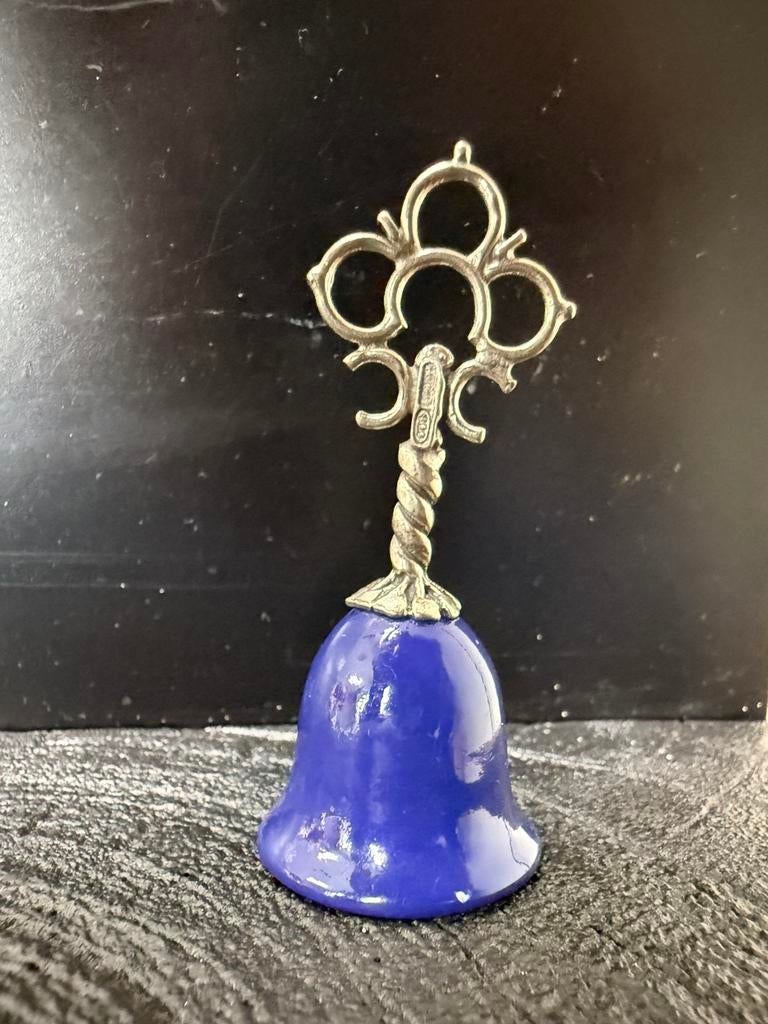 Zilveren belletje met blauwe bel en zilverkeurmerk 800, Verzenden, Zilver