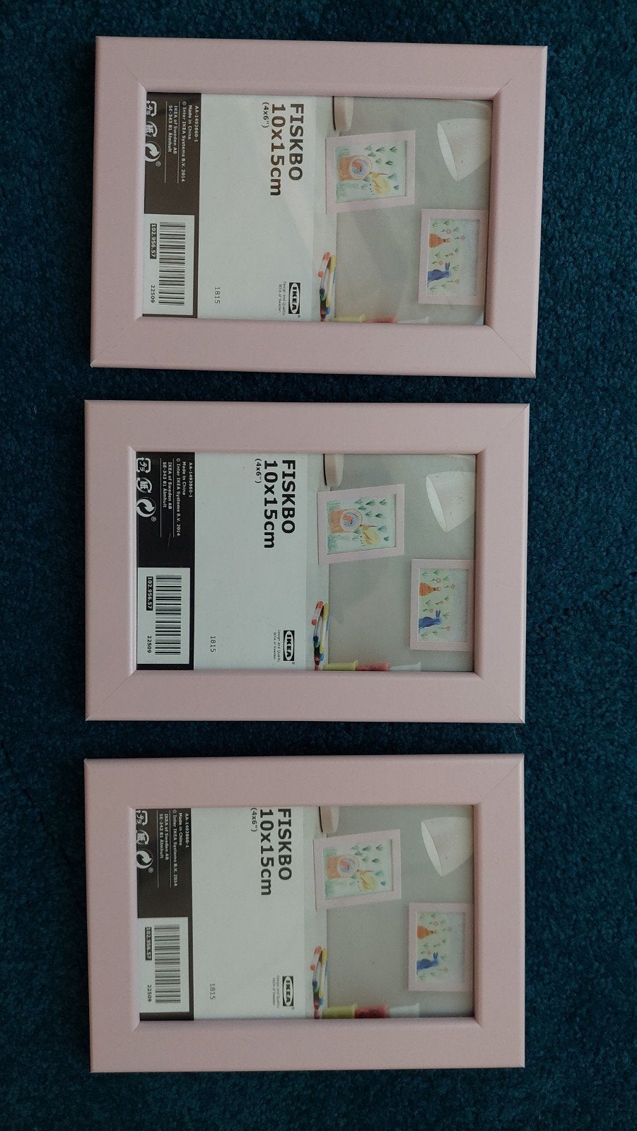 3x IKEA FISKBO fotolijst 10x15 cm roze, Kunststof, Nieuw, Ophalen of Verzenden, Fotolijst