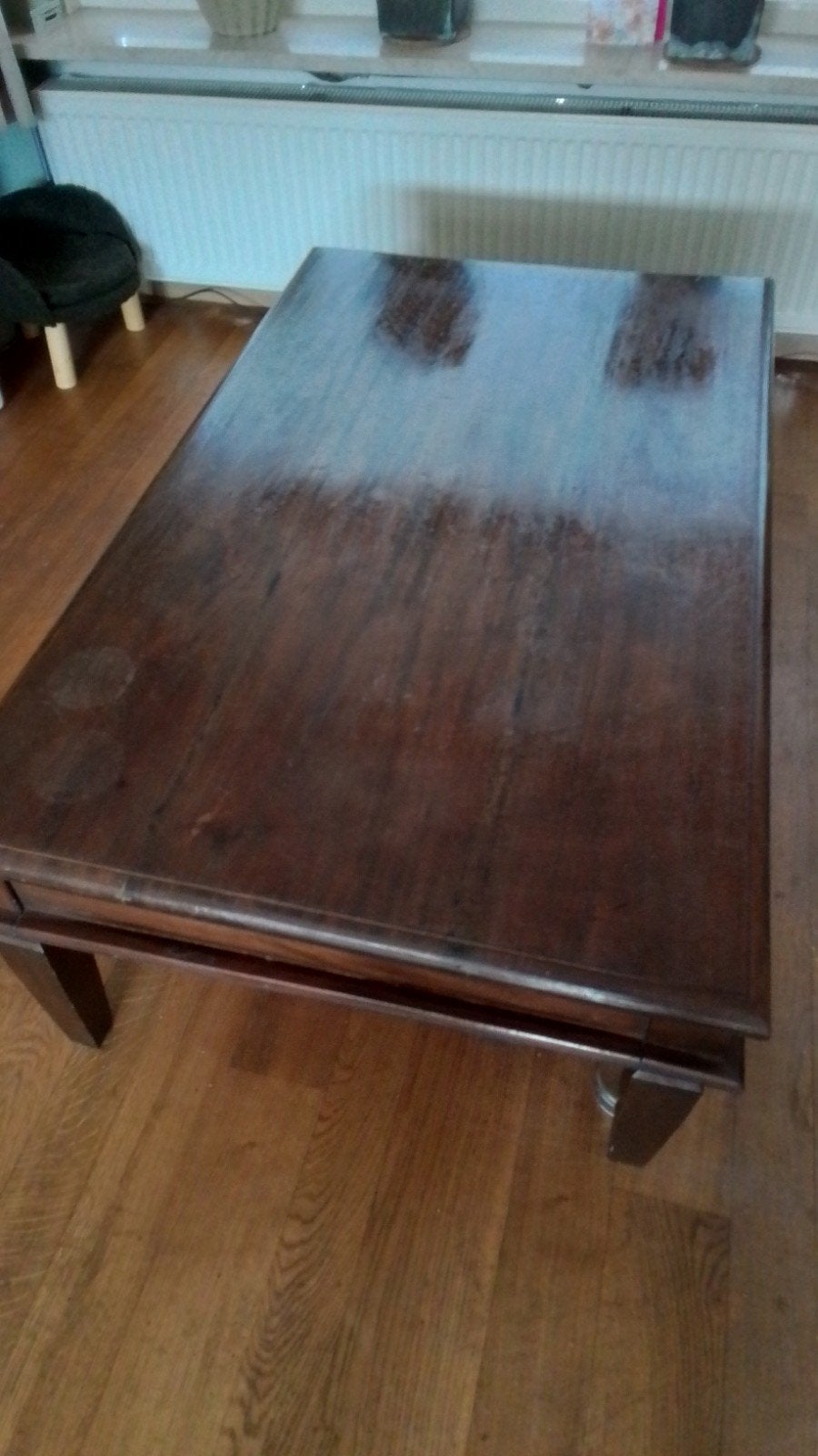 Houten salontafel met lade, Huis en Inrichting, Tafels | Salontafels, Ophalen, Gebruikt, 100 tot 150 cm, Klassiek, landelijk