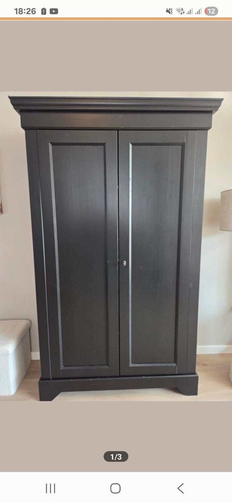 Zwarte Isabel Brocante Kast met Planken, 100 tot 150 cm, Ophalen of Verzenden, 150 tot 200 cm, 25 tot 50 cm