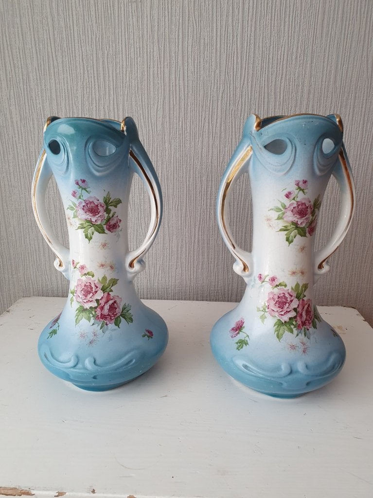 Koppel Art Nouveau vazen - Saint-Ghislain (België) - 31 cm, Antiek en Kunst, Antiek | Vazen, Ophalen of Verzenden