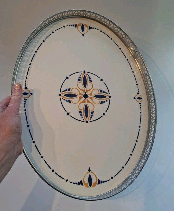 Groot Porseleinen Art Deco Dienblad, Ophalen of Verzenden