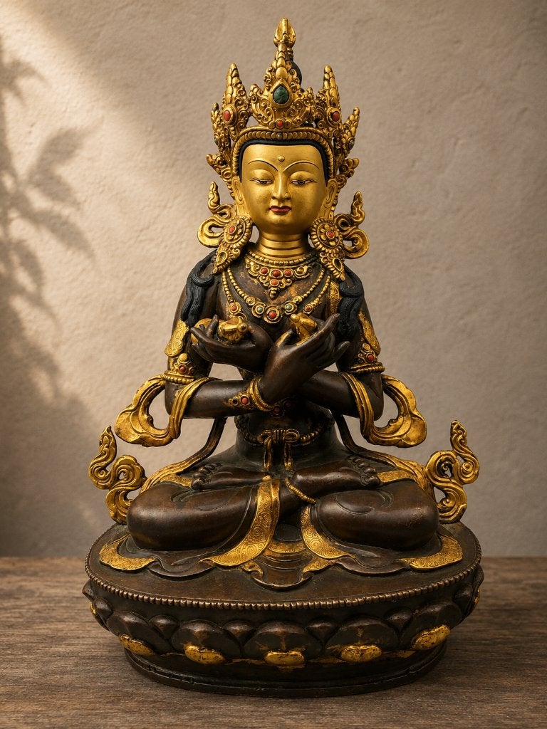 Vajradhara beeld Tibet – Brons – Goldface – 32 cm, Nvt particulier, Ophalen of Verzenden, Zo goed als nieuw, Nvt particulier
