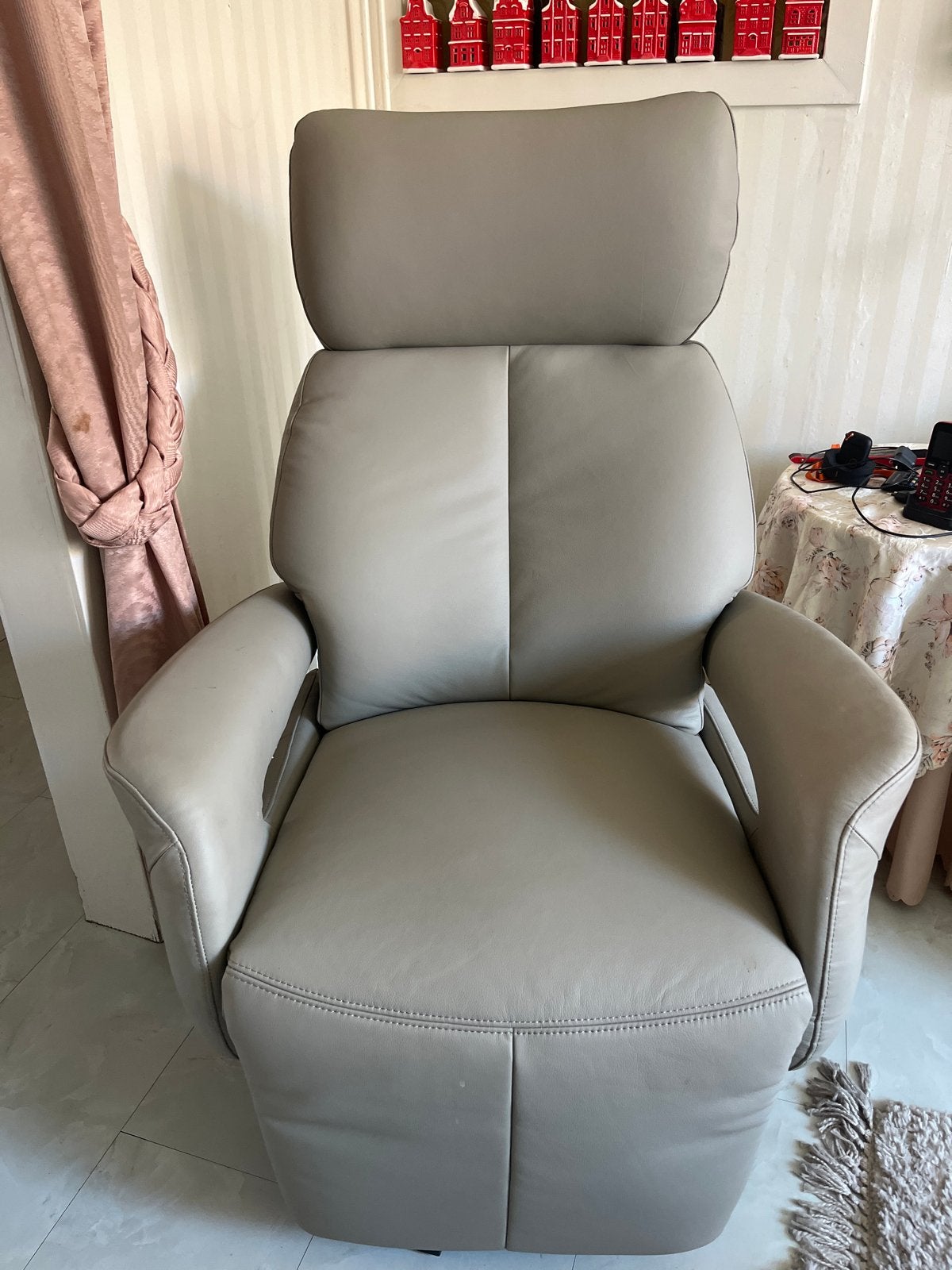 Leren staop relaxfauteuil met afstandsbediening, Ophalen, Gebruikt, Leer, 75 tot 100 cm