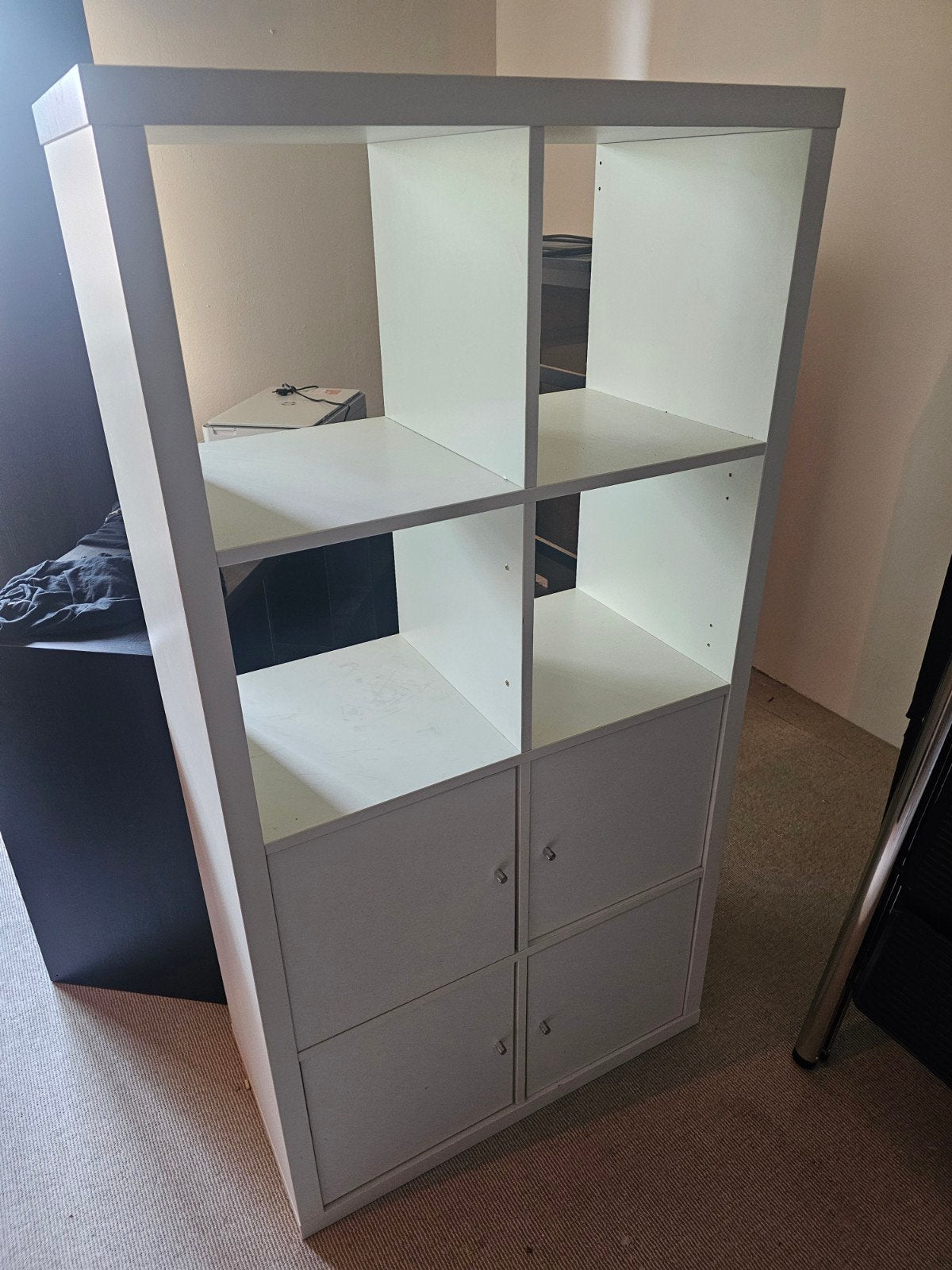 Witte Kallax-stijl kast met deuren en planken, Ophalen, 50 tot 100 cm, Modern, Kallax-stijl, 150 tot 200 cm