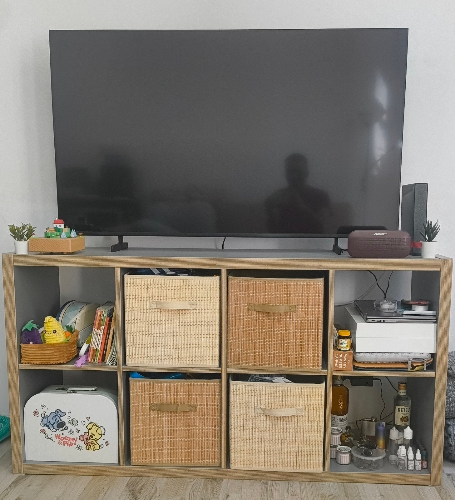 IKEA Kallax Kast 2x4 Grijs, Ophalen, 50 tot 100 cm, Zo goed als nieuw, Minder dan 100 cm