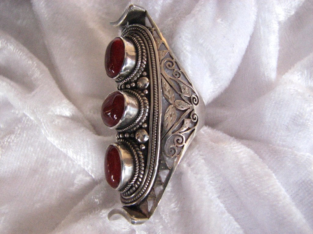 Mooie Grote Antieke Handgemaakte Zilveren Ring met Carneool, Verzenden, Zilver, Ring, Met edelsteen