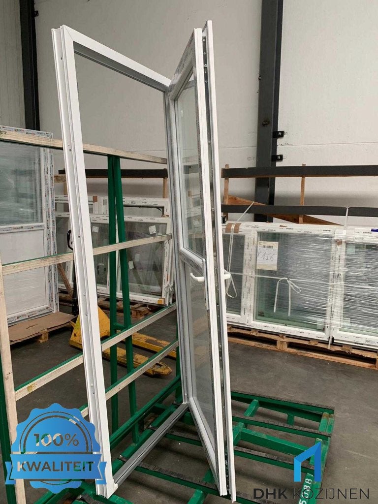1/2 GLAS NIEUWE KUNSTSTOF BUITENDEUR KOZIJN 98x215, Niet ingevuld, 80 tot 100 cm, 215 cm of meer, Niet ingevuld