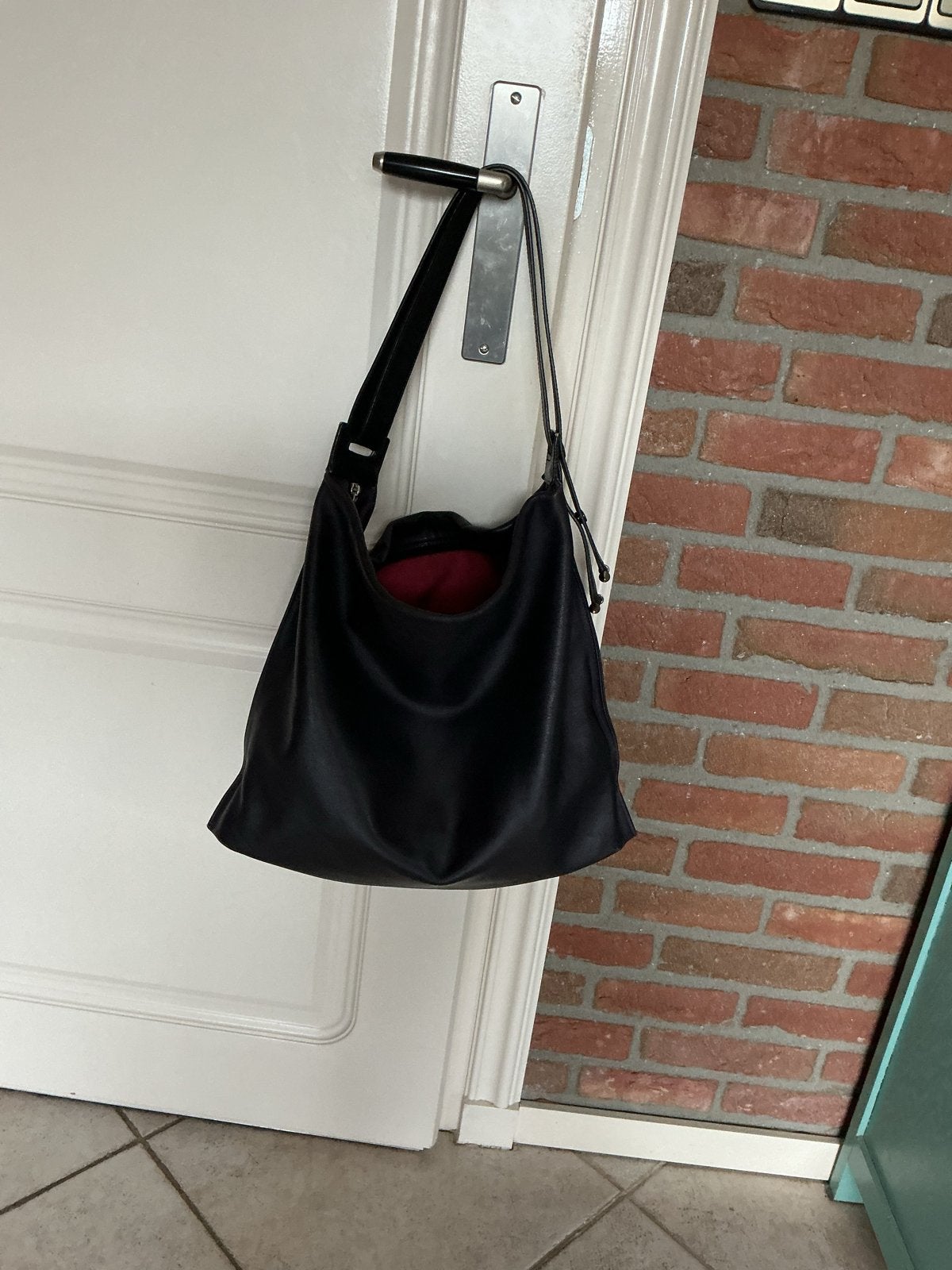 Hester van Eeghen tas, paars-zwart, square model, Ophalen of Verzenden, Gebruikt, Zwart, Schoudertasje
