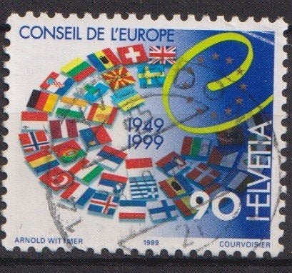 Zwitserland 1999 EUROPA 50 jaar vlaggen, Verzenden, Gestempeld, Overige thema's