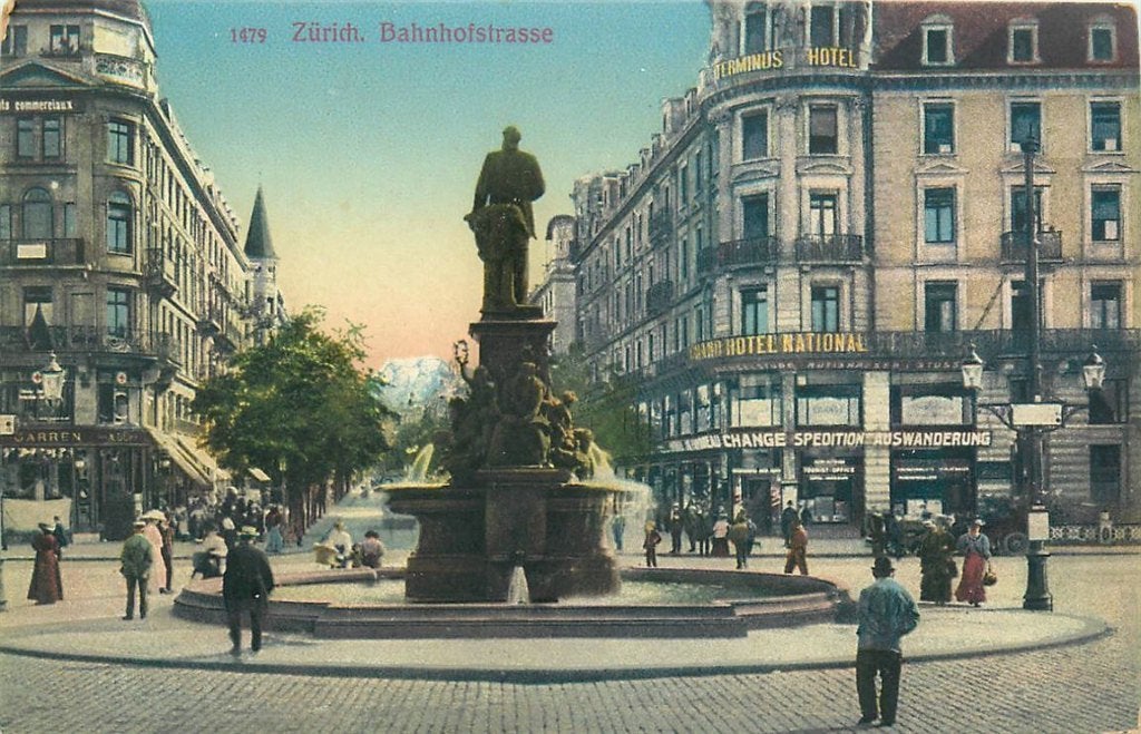 701-281-013 Zurich Bahnhofstrasse, Verzamelen, Ansichtkaarten | Buitenland, Verzenden, Voor 1920, Overig Europa