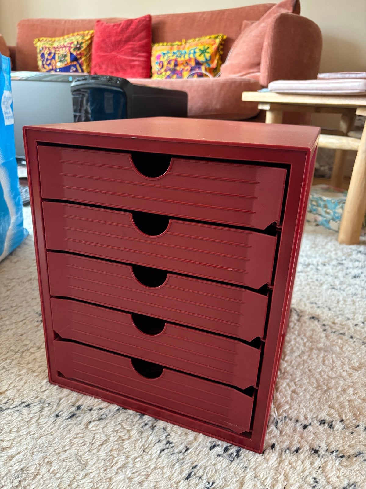 Rood ladekastje ordener met 5 laden, Huis en Inrichting, Kasten | Ladekasten, Ophalen, Gebruikt, 5 laden of meer, Minder dan 25 cm